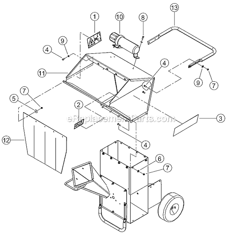 Hopper - Ce Compliant Diagram and Parts List for SC3265 A08787 Bear Cat Chipper Shredder